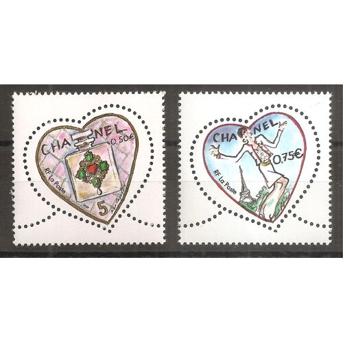 3632 - 3633 (2004) Saint Valentin Coeurs Chanel Karl Lagerfeld 0e50 Et 0e75 N** (Cote 4,5e) (7096)