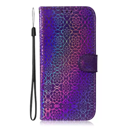 Flip Étui Pour Motorola Edge 50 Fusion Support De Support Étui Portefeuille Cuir Pu Premium Paillettes Colorées Fente Pour Carte - Violet