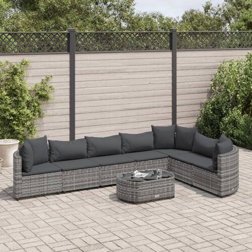 Vidaxl Salon De Jardin 8 Pcs Avec Coussins Gris Résine Tressée