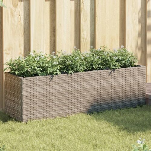 Vidaxl Jardinières Avec 3 Pots 2 Pcs Gris 105x30x32 Cm Résine Tressée