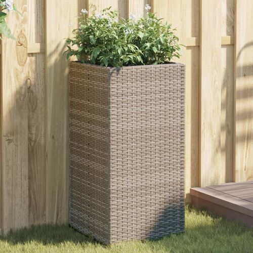 Vidaxl Jardinière Gris 40x40x80 Cm Résine Tressée