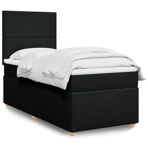 vidaXL Sommier à lattes de lit avec matelas Noir 90x190 cm Tissu