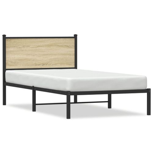 Vidaxl Cadre De Lit En Métal Sans Matelas Chêne Sonoma 100x190 Cm