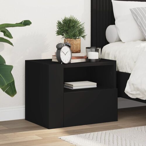 vidaXL Table de chevet murale noir 45x30x35 cm
