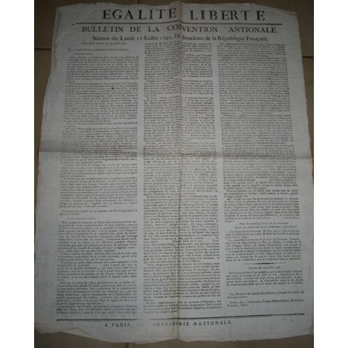 Bulletin De La Convention Nationale  N° 0 : Séance Du Lundi 15 Juillet 1793 L'an Deuxième De La République