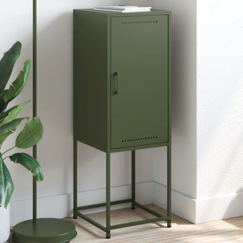 Vidaxl Buffet Vert Olive 36x39x107 Cm Acier