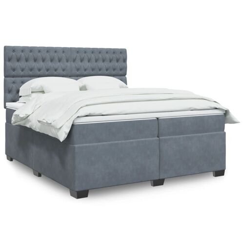 vidaXL Sommier à lattes de lit et matelas Gris foncé 200x200cm Velours