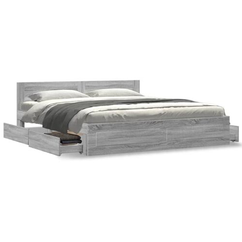 vidaXL Cadre de lit avec tête de lit sonoma gris 200x200 cm