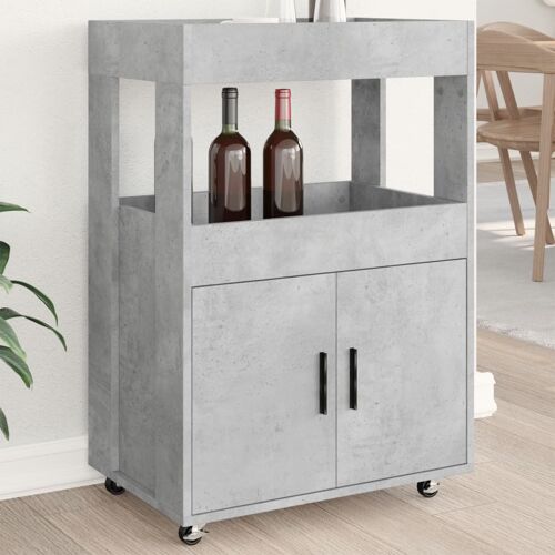 Vidaxl Chariot De Bar Gris Béton 60x39,5x89 Cm Bois D'ingénierie