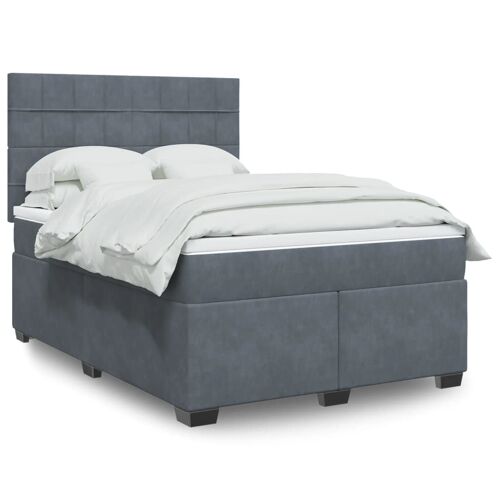 vidaXL Sommier à lattes de lit et matelas Gris foncé 140x200cm Velours