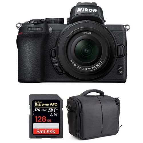 Nikon Z50 + 16-50mm f/3.5-6.3 VR + SanDisk 128GB Extreme Pro UHS-I SDXC 170 MB/s + Sac | Garantie 2 ans