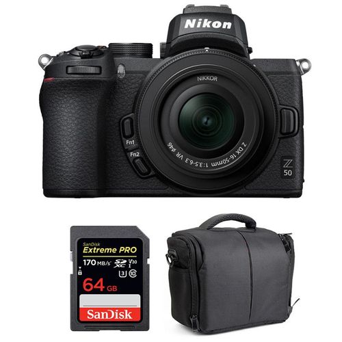 Nikon Z50 + 16-50mm f/3.5-6.3 VR + SanDisk 64GB Extreme Pro UHS-I SDXC 170 MB/s + Sac | Garantie 2 ans