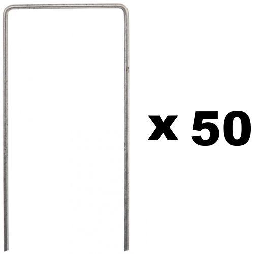 Lot de 50 piquets de fixation pour jardin en acier galvanisé - 70 x 200 mm