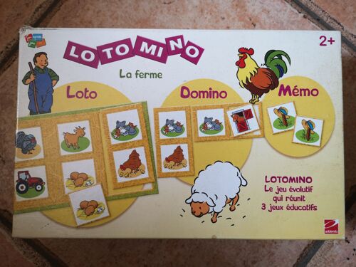 Lotomino - La Ferme : 3 Jeux En 1 (Loto, Domino, Mémo)