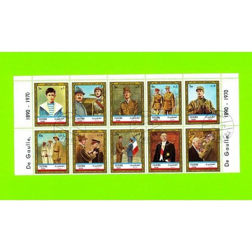 10 Timbres Oblitérés Used Stamps Fujeira Postage Général De Gaulle Emirats Arabes Unis