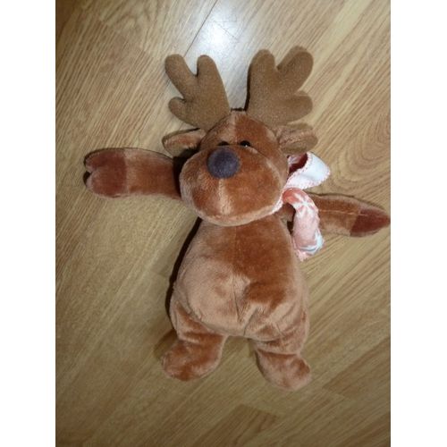 Doudou Peluche Renne Cerf Elan Avec Une Écharpe Lascar 22 Cm Tout Doux