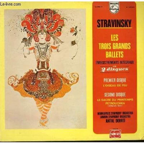 2 Disques Vinyle 33t Les Trois Grands Ballets : L'oiseau De Feu / Le Sacre Du Printemps / Petrouchka