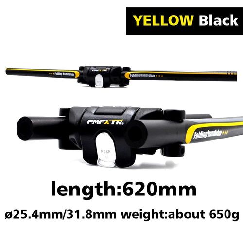 Modification Du Guidon De Vélo Fmfxtr Guidon De Vtt Pliant Portable 620mm 25.4/31.8 Poignée De Mot Horizontale Partie De Vélo Électrique - Type Yellow Black