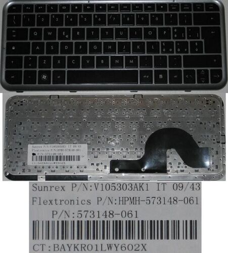 Clavier Qwerty Italien / Italian Pour HP Pavilion DM3 DM6 DM8 Series, Noir Brillant / Black Glossy, Model: V105303AK1, P/N: HPMH-573148-061, 573148-061