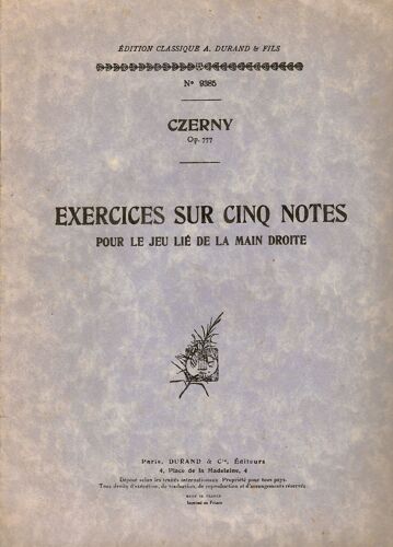 Exercices Sur Cinq Notes Pourle Jeu Lié De La Main Droite