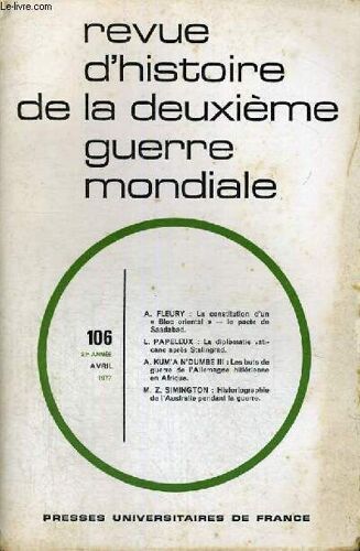 Revue D'histoire De La Deuxieme Guerre Mondiale - N°106
