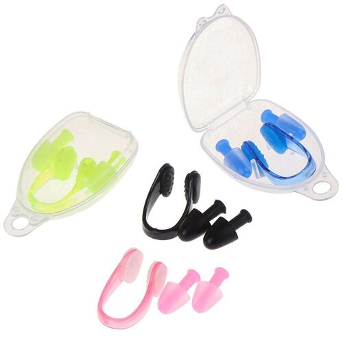 Bouchons D'oreille 1 Pièces Pince-Nez Étanche Plongée Natation Bouchons D'oreille Et Silicone Pince-Nez Kit Avec Boîte De Rangement Pour Enfants Adultes 2 Pièces