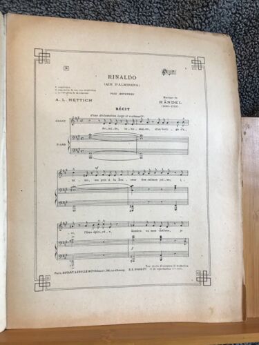 Haendel Handel Rinaldo Air D'almirena Partition Chant Piano Rouart & Lerolle