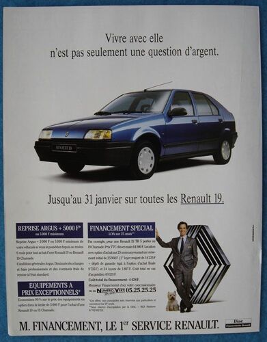 Publicité Papier - Voiture Renault 19 De 1990