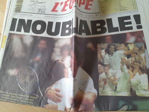 Journal L'équipe Lundi 2 Décembre 1991 - N°14174