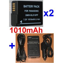 Chargeur + 2 Batteries Pour PANASONIC DMW-BLD10 DMW-BLD10E DMW-BLD10PP, DMC-GF2 GF2C GF2K **1010mAh*