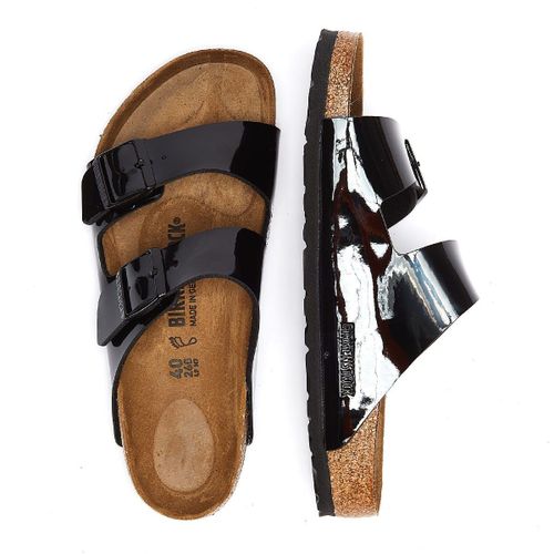 Birkenstock Arizona Birko Flor Patent Womens Black Sandals - 41