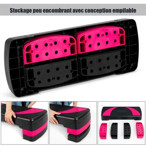 Stepper D'aérobic Hauteur Réglable 3 Niveaux 10/15/20cm Surface Antidérapant Charge 250 Kg Helloshop26 20_0009284