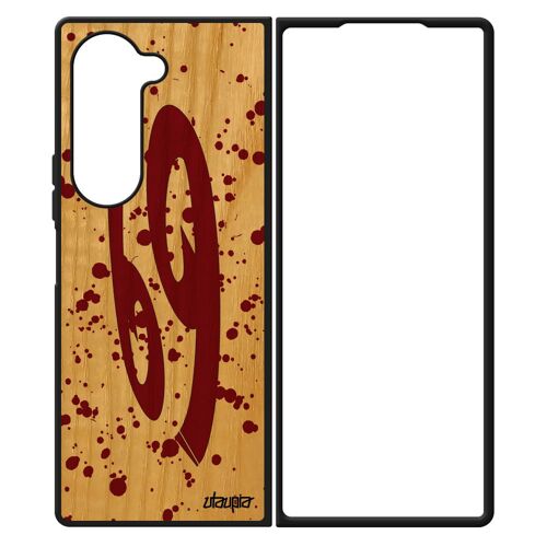 Coque Silicone Samsung Z Fold 6 Bois Signe Du Zodiaque Cancer Etui De Protection Tache D'encre Rouge Horoscope Made In France Galaxy