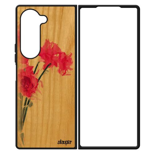 Coque Silicone Samsung Z Fold 6 Bois Bouquet De Fleurs Peinture Romantique Floral Amour Housse Smartphone Fille Narcisse Rose Galaxy
