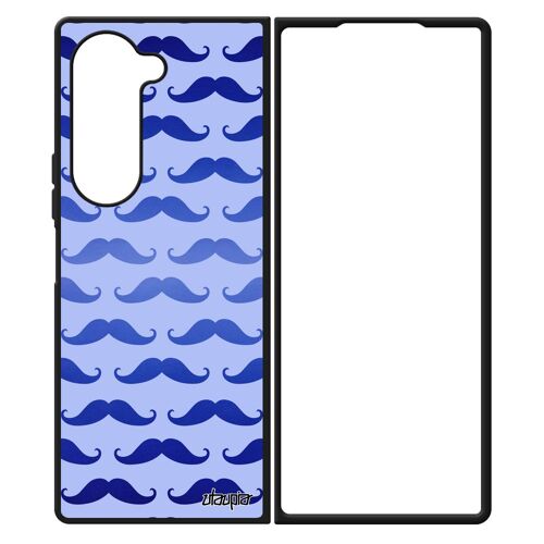 Coque Silicone Samsung Galaxy Z Fold 6 Moustache Antichoc Motif Tendance Sm-F956u Homme Etui Vintage Peinture Alu Chapeau Melon Pipe