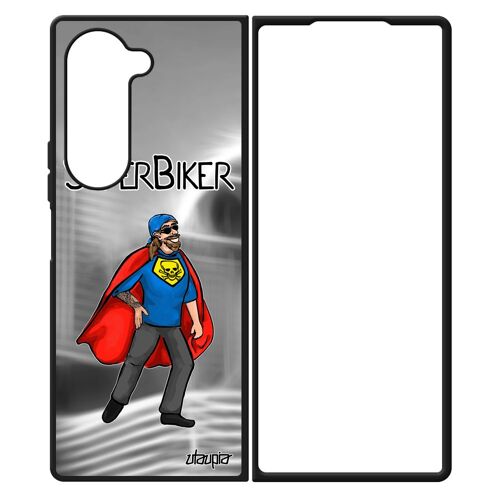 Coque Silicone Galaxy Z Fold 6 Super Biker Motard Heros Telephone Gel Humour Dessin Humoristique Etui Comics Antichoc Drole Samsung