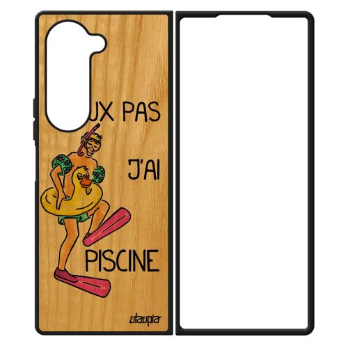 Coque J'peux Pas J'ai Piscine Samsung Galaxy Z Fold 6 En Bois Silicone Sport Bd Cover Noir Comique Vert Personnalisé Humoristique De