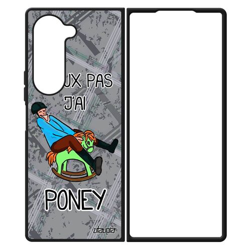 Coque Silicone J'peux Pas J'ai Poney Z Fold 6 Sm-F956w Humour Tpu Comique Equitation Cheval Drole Noir Pas Cher Gris Samsung Galaxy