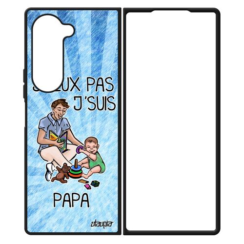 Coque J'peux Pas J'suis Papa Samsung Z Fold 6 Silicone Alu Original Bleu Père Noir Humour Humoristique Housse Cadeau De Noel Galaxy