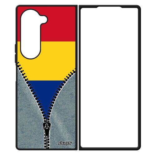 Coque Drapeau Roumanie Roumain Z Fold 6 Silicone Euro Basket Smartphone Foot Case Jo Jeans Coupe D'europe Antichoc De Samsung Galaxy