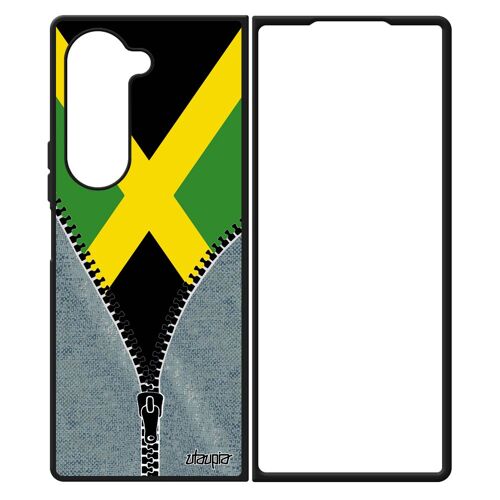Coque Silicone Drapeau Jamaique Jamaicain Samsung Z Fold 6 Foot Antichoc Football Jo De Protection Rasta Basket Personnalisé Galaxy