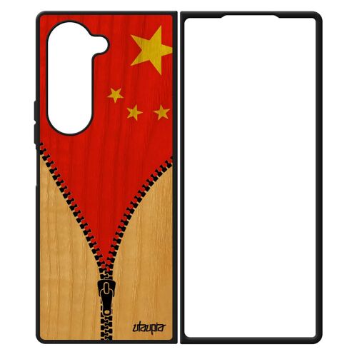 Coque De Protection Samsung Z Fold 6 En Bois Silicone Drapeau Chine Chinois Case Basket Football Jo Foot Made In France Galaxy
