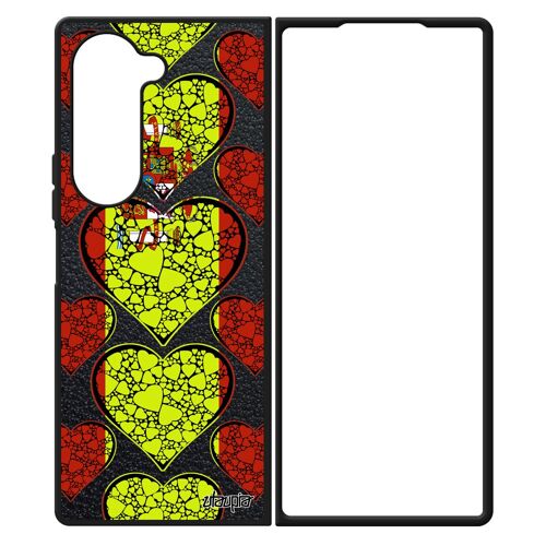 Coque En Silicone Samsung Galaxy Z Fold 6 Drapeau Espagne Espagnol Motif Jeux Olympiques Foot Coupe D'europe Rigide Jo Basket Coeur