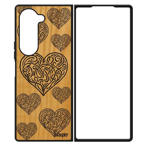 Coque Samsung Z Fold 6 Bois Silicone CUr Cadeau Saint Valentin Noir Etui Personnalisé Amour Housse Telephone Love Art Tpu De Galaxy
