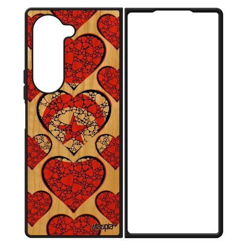 Coque Z Fold 6 En Bois Silicone Drapeau Tunisie Tunisien Coupe Du Monde I Love Etui Rigide Telephone Basket Foot Can Samsung Galaxy