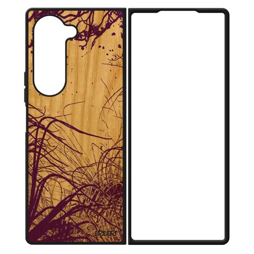 Coque Silicone Océan Samsung Z Fold 6 Bois Peinture Fonds Marins Nature Housse Noir Plongée Mer Plantes Marines Algues Rigide Galaxy