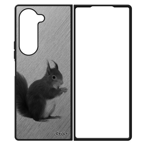 Coque Samsung Galaxy Z Fold 6 Silicone Ecureuil Case Pas Cher Animal Dessin Housse Smartphone Animaux Mignon Tpu Gris Foret Effet De