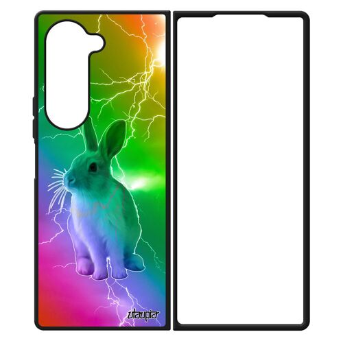 Coque Pour Z Fold 6 Silicone Lapin Animal Lapine Nain Metal Arc En Ciel De Paques Housse Vert Design Made In France Samsung Galaxy