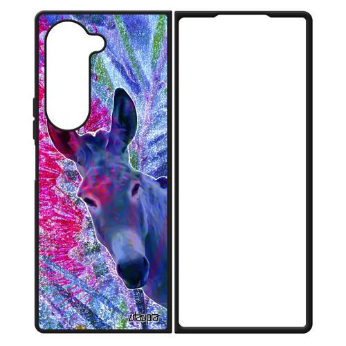 Coque Silicone Galaxy Z Fold 6 Ane Nature 4g Anesse Mulet Tetu Bourrique Etui Fleurs Animaux Dessin Bleu Design Animal De Samsung