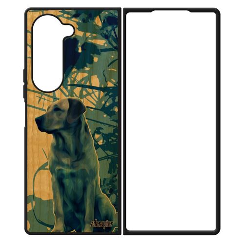 Coque Bois Z Fold 6 Silicone Chien Design Canin Housse Telephone Chiot Animaux Smartphone Labrador Golden Retriever Samsung Galaxy